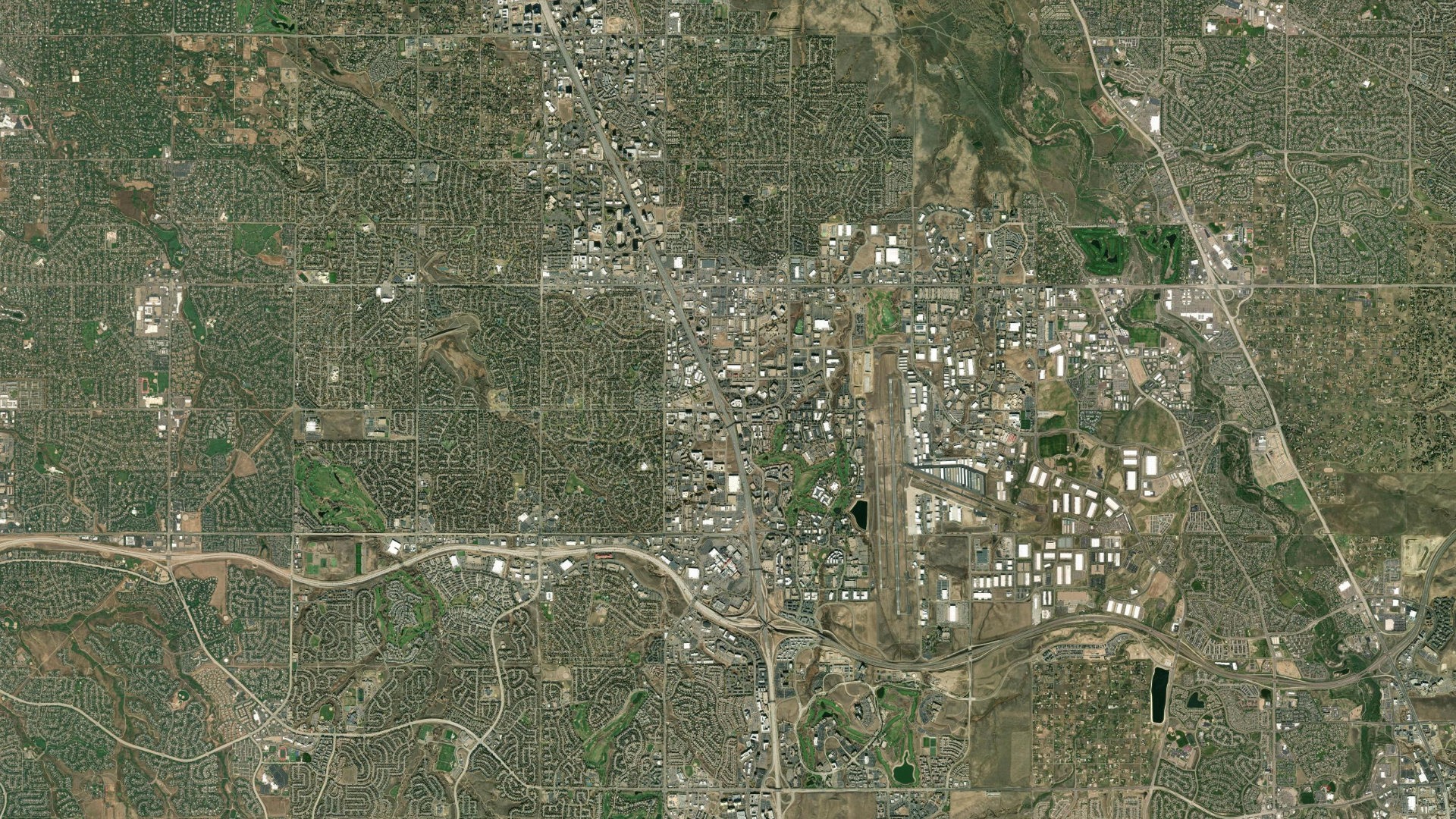 Satellite view of the Meridian office district in Englewood, Colorado, south of Denver, where EchoStar has its corporate headquarters.